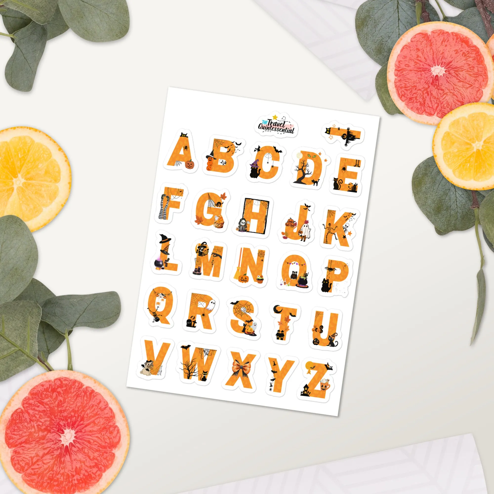 Cute Alphabets Halloween Glossy Stickers AHW0001