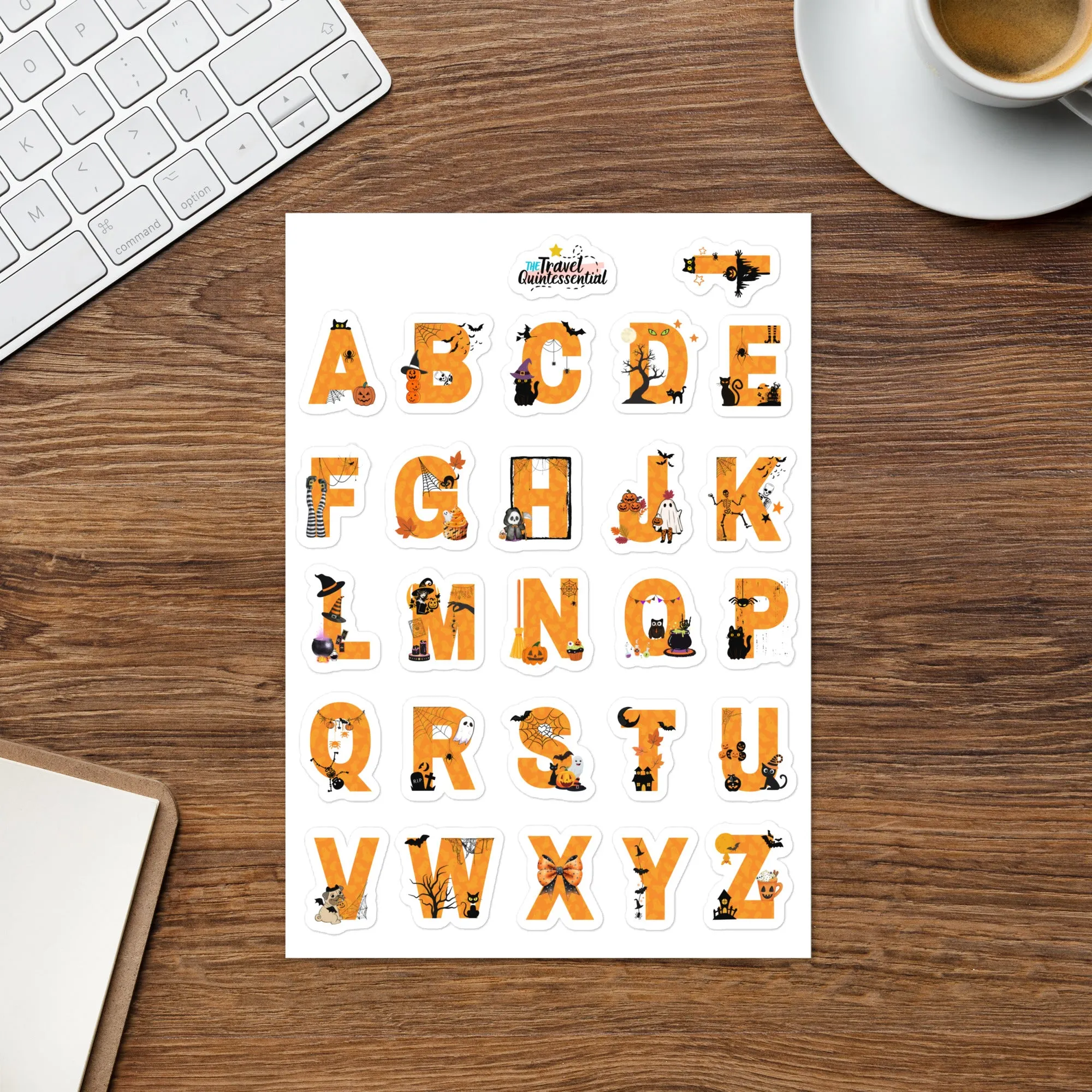 Cute Alphabets Halloween Glossy Stickers AHW0001
