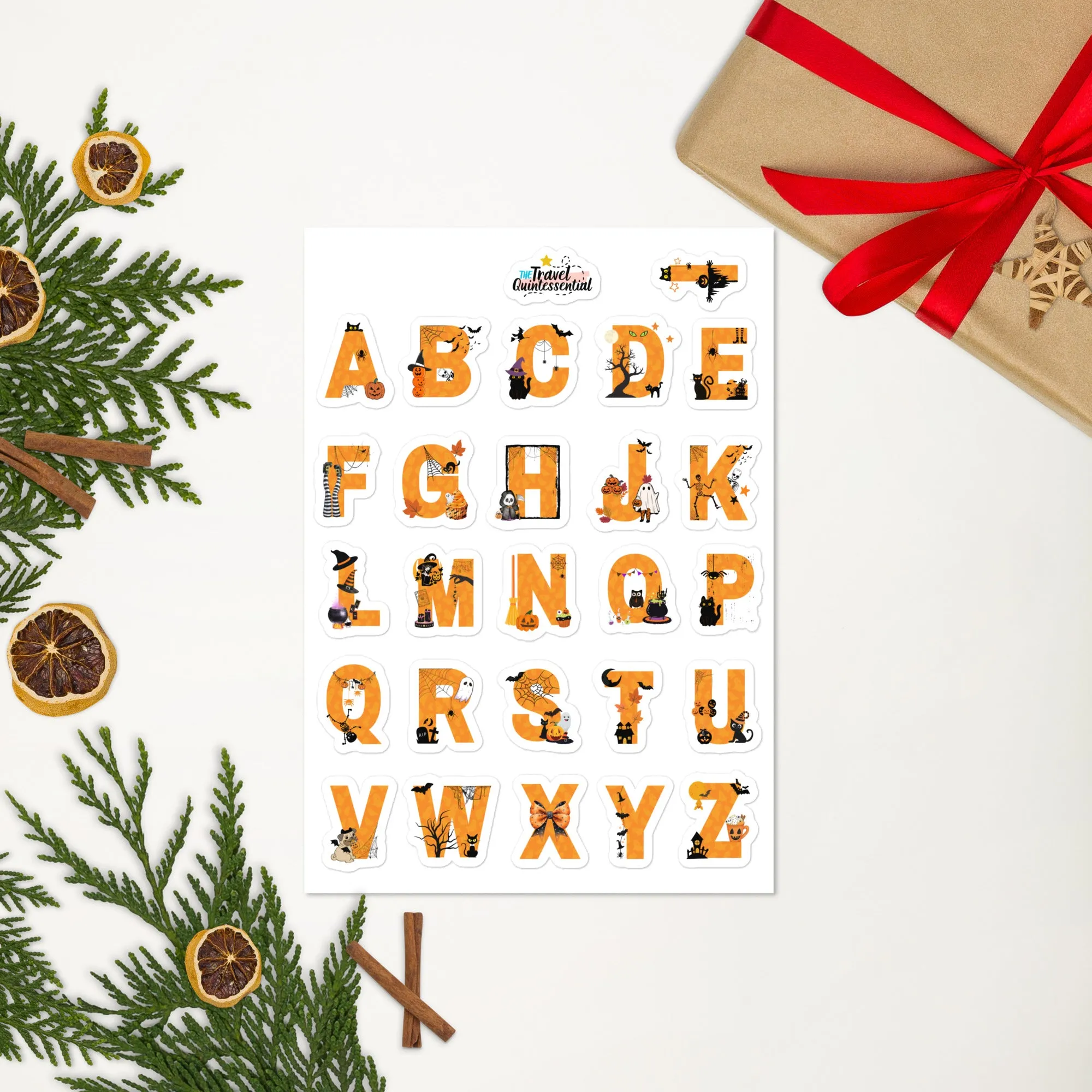 Cute Alphabets Halloween Glossy Stickers AHW0001