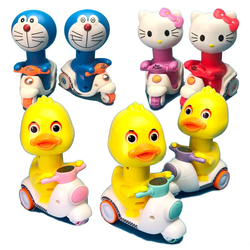 Cute Cartoon Pull Back Pressing Small Yellow Duck Motor Tricycle Toy for Kids Dora