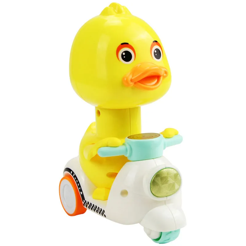 Cute Cartoon Pull Back Pressing Small Yellow Duck Motor Tricycle Toy for Kids Dora