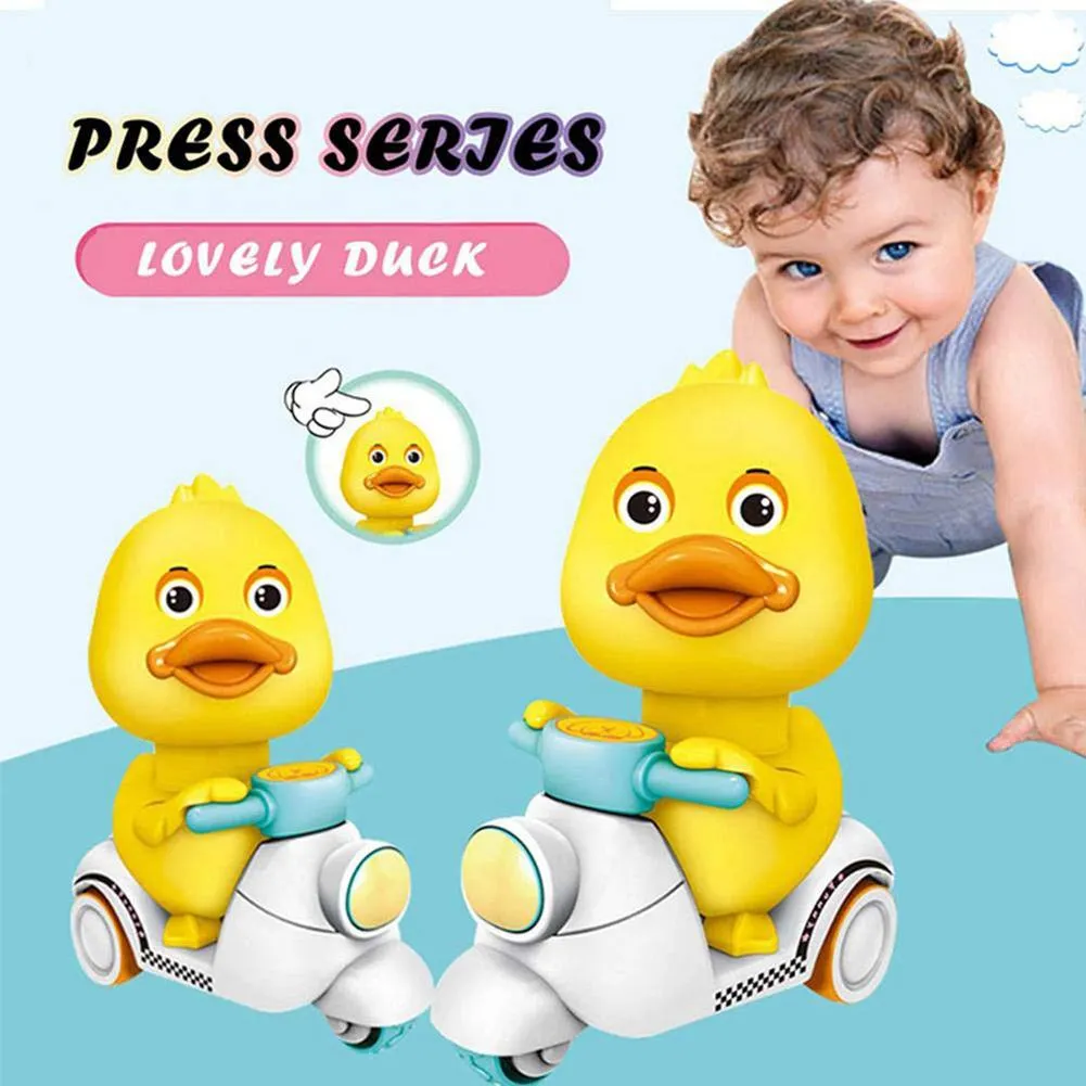 Cute Cartoon Pull Back Pressing Small Yellow Duck Motor Tricycle Toy for Kids Dora