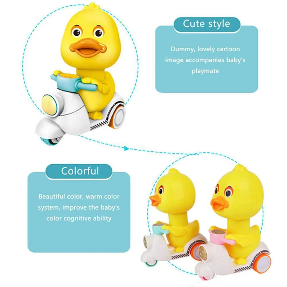 Cute Cartoon Pull Back Pressing Small Yellow Duck Motor Tricycle Toy for Kids Dora