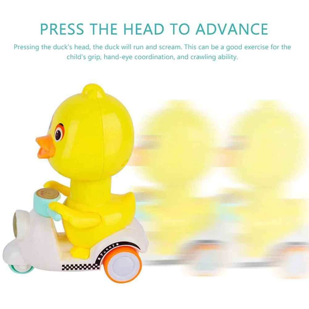 Cute Cartoon Pull Back Pressing Small Yellow Duck Motor Tricycle Toy for Kids Dora