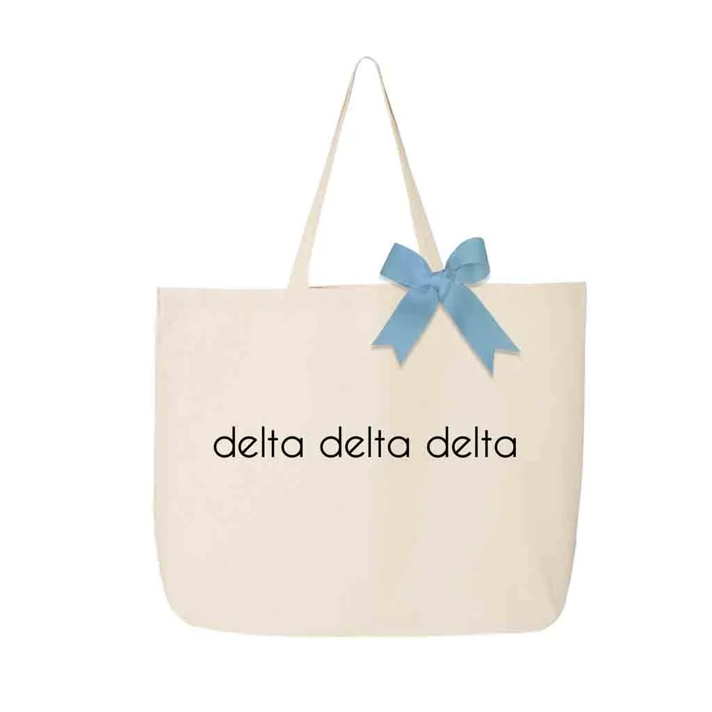 Delta Delta Delta Tote Bag with Bow in Sorority Color