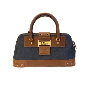 Dior Denim Grommet Top Handle Bag