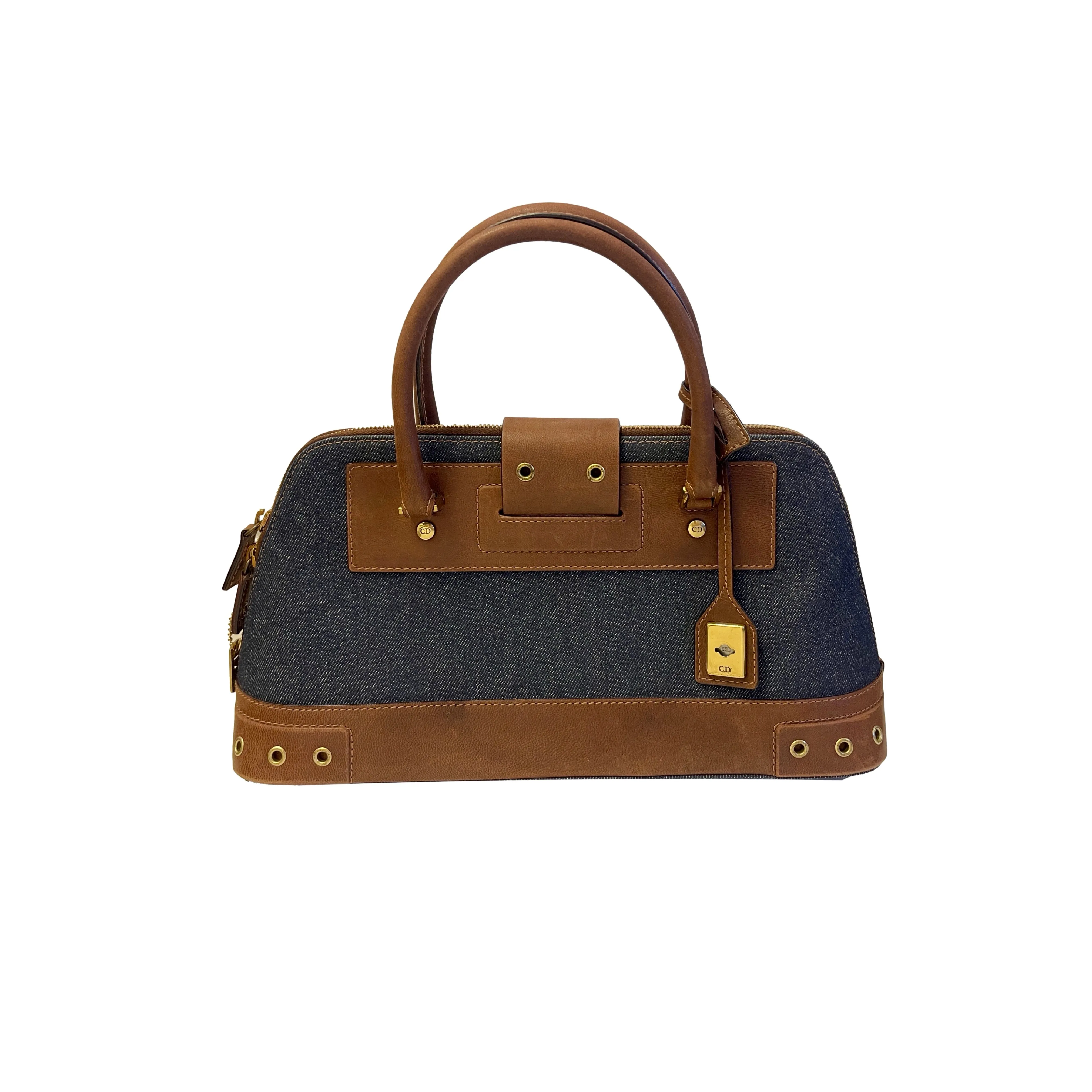 Dior Denim Grommet Top Handle Bag