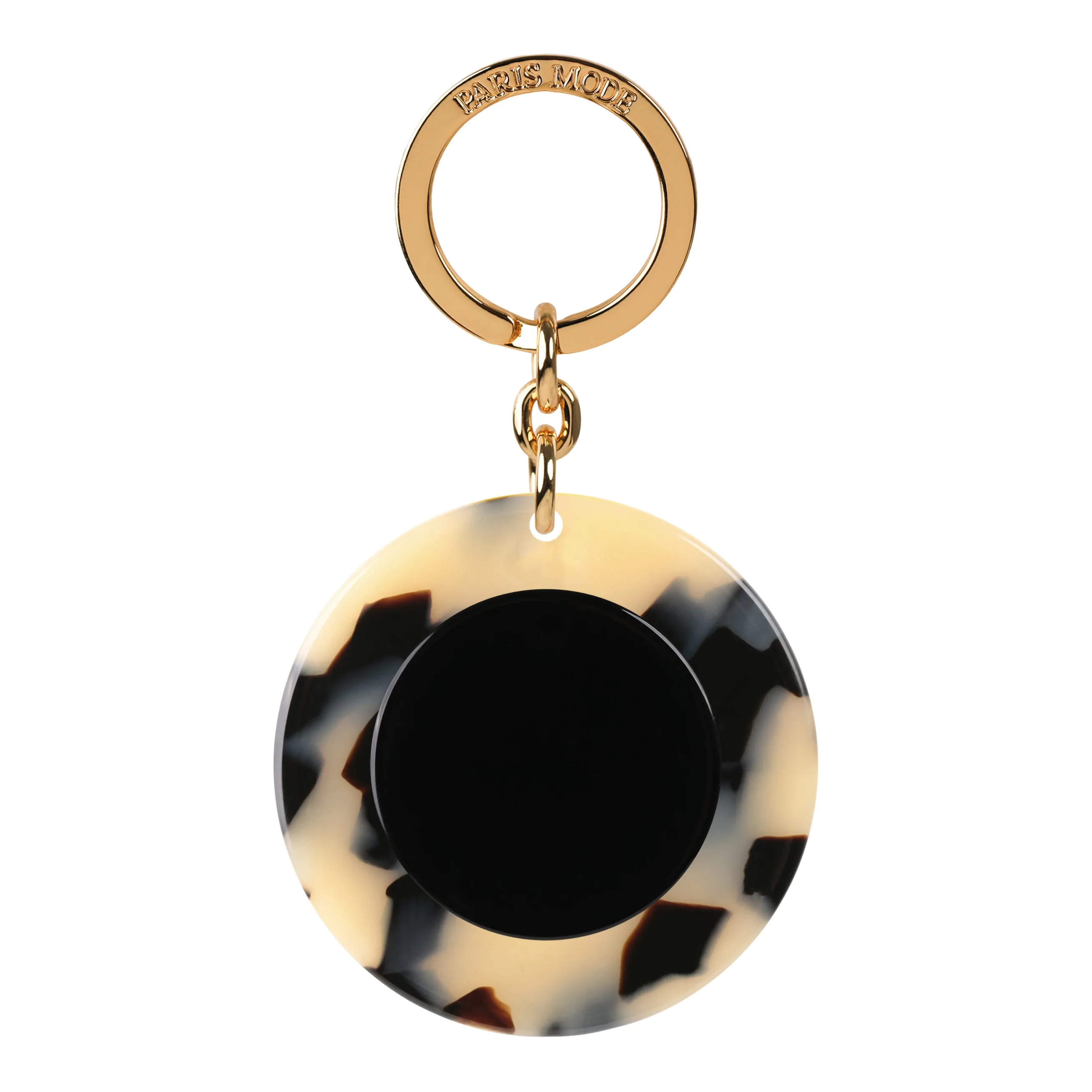 Disc Double Light Tortoiseshell Keyring