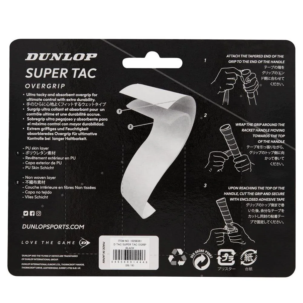 Dunlop Super Tac Overgrip - 3 Pack - Black