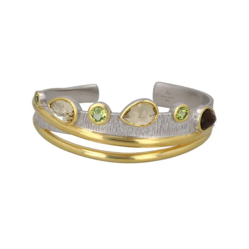 Dusk Cocktail Cuff Bracelet in White Rhodium & 14K Gold - 1 Left