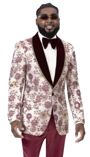 EJ Samuel Burgundy Blazer J171