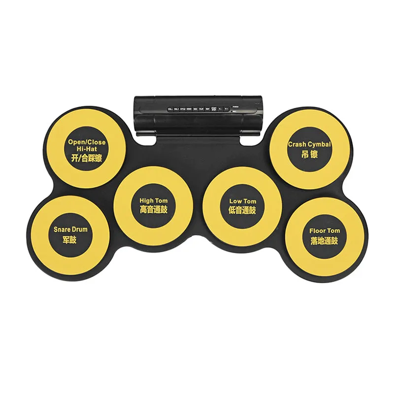Electronic Drum Pad - 6 Drum Pads, 2 Foot Pedals, USB Port, Earphone Jack, Self-recording, Portable Design