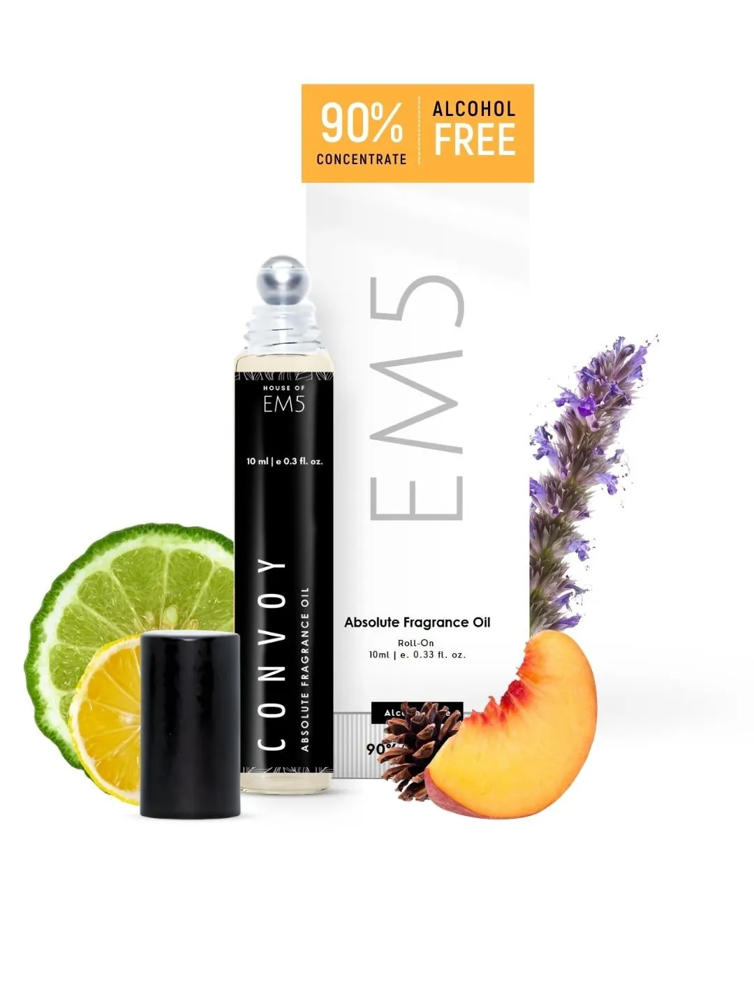 EM5™ Convoy | Perfume Oil Roll On (Attar) 90% Concentrate Non-Alcoholic for Men and Women, Strong and Long Lasting | Citrus Fresh Marine Fragrance Perfume Oil | 10ml Roll-On Easy to Carry and Travel Friendly