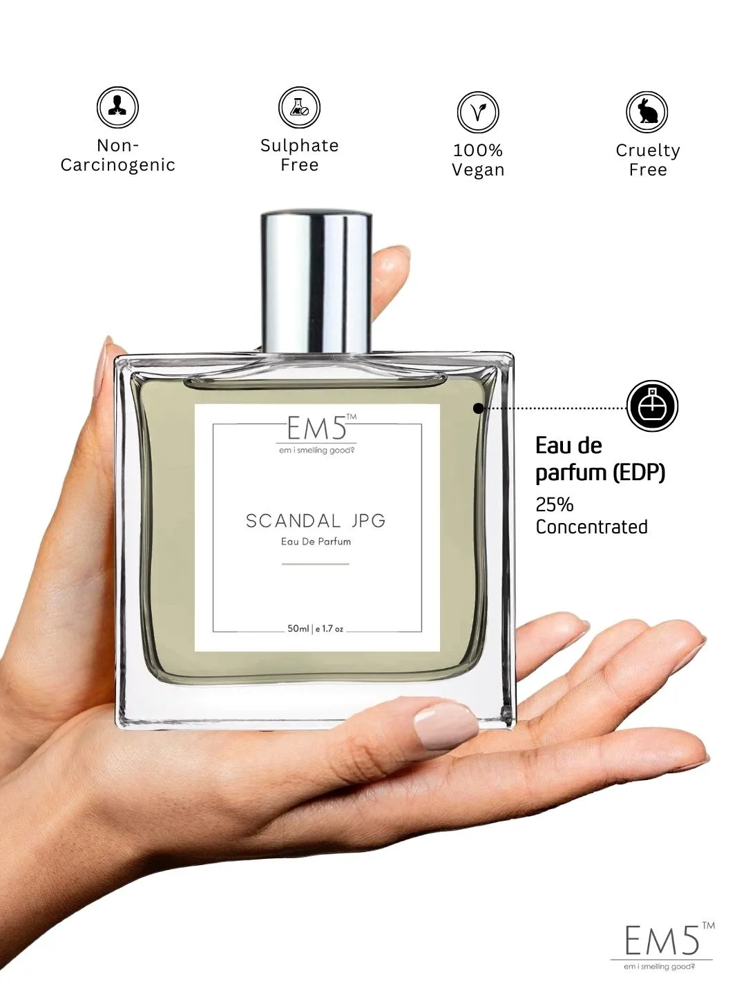 EM5™ Scandal JPG Perfume for Men | Eau De Parfum Spray | Citrus Aromatic Fresh Spicy Fragrance Accords | Luxury Gift for Him | Sizes Available: 50 ml / 15 ml