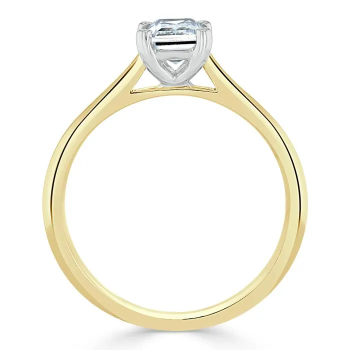 Emerald Cut Moissanite Engagement Ring, Tiffany Style