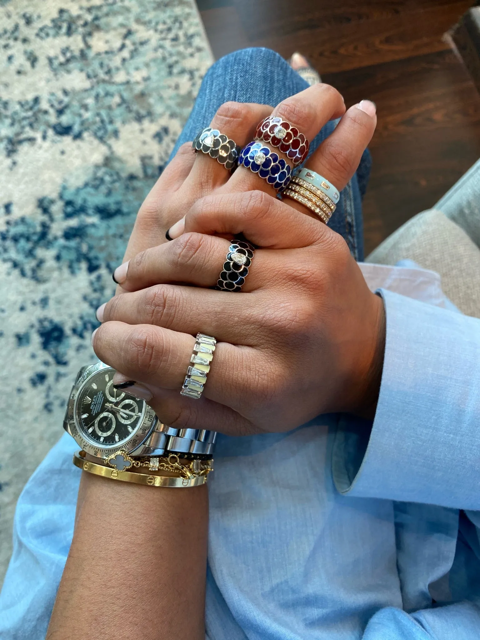 Enamel & Diamond Ring