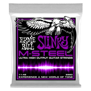 ERNIE BALL POWER SLINKY 2920 M-STEEL ELECTRIC GUITAR STRINGS - 11-48 GAUGE