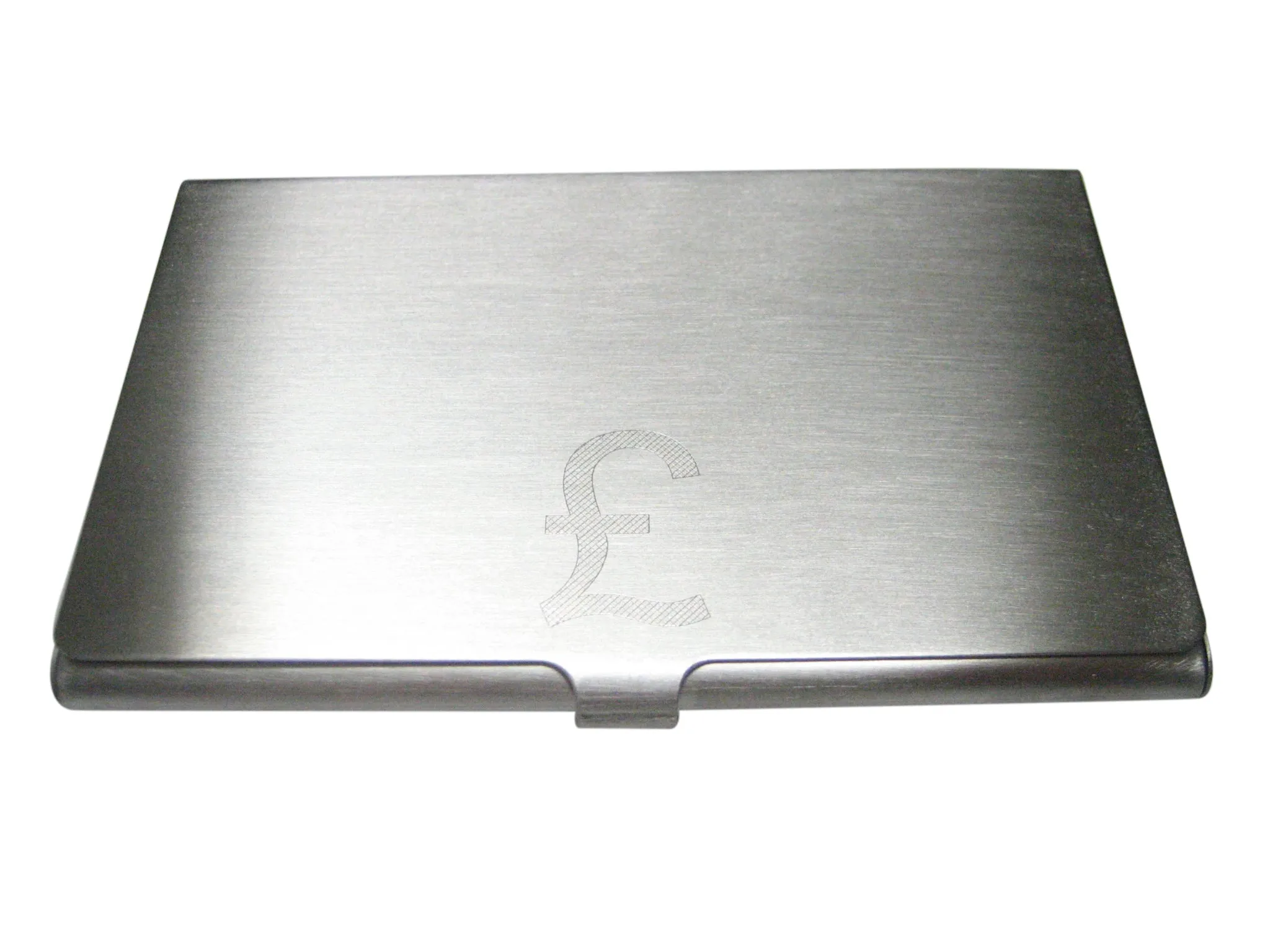 Etched Sleek British Pound Sterling Currency Sign Business Card Holder