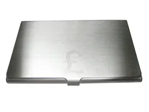 Etched Sleek British Pound Sterling Currency Sign Business Card Holder