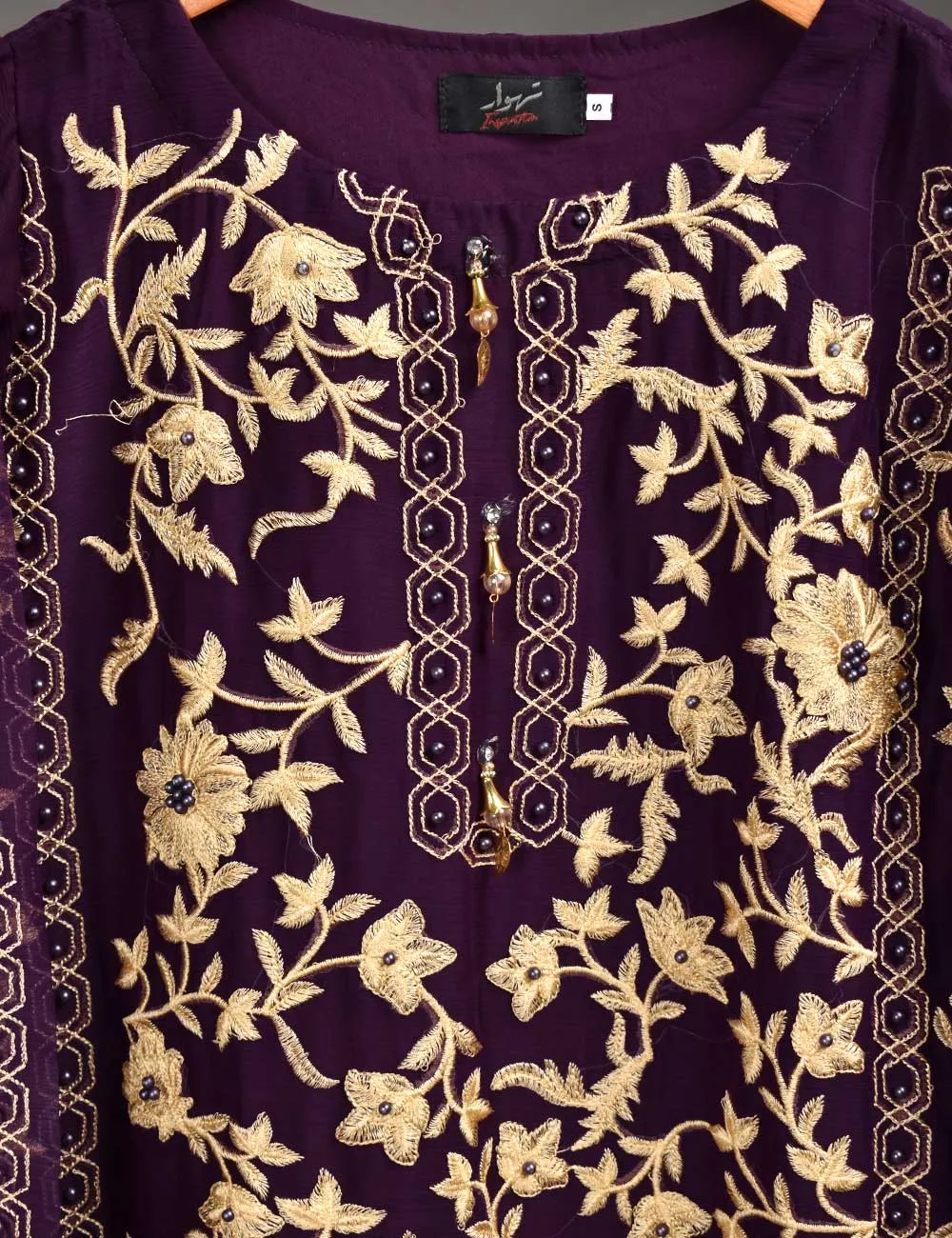 Exclusive Chiffon Embroidered Kurti - Violet Castle (TIE-06B)