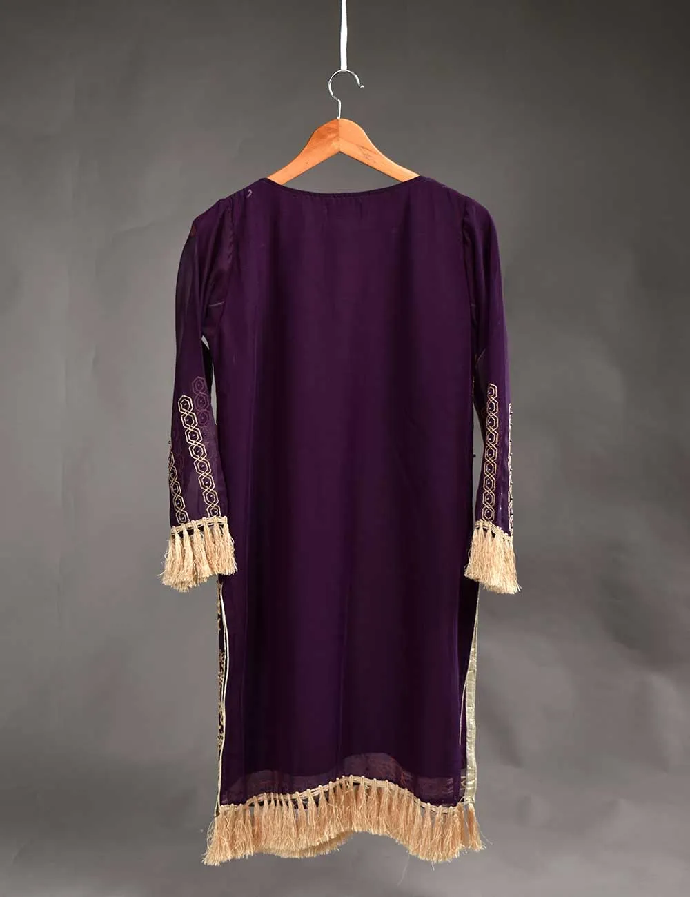 Exclusive Chiffon Embroidered Kurti - Violet Castle (TIE-06B)
