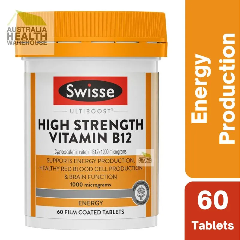 [Expiry: 04/2026] Swisse Ultiboost High Strength Vitamin B12 1000mcg 60 Tablets