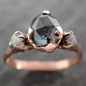 fancy cut blue montana sapphire and diamonds 14k rose gold engagement wedding ring custom gemstone ring multi stone ring 2630 Alternative Engagement