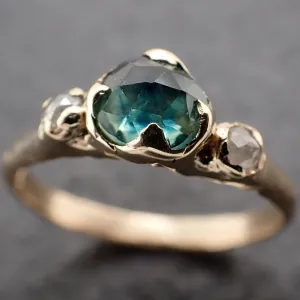 fancy cut blue montana sapphire and fancy cut diamonds 14k yellow gold engagement wedding ring gemstone ring multi stone ring 3154 Alternative Engagement