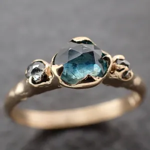 fancy cut blue montana sapphire and fancy cut diamonds 14k yellow gold engagement wedding ring gemstone ring multi stone ring 3155 Alternative Engagement