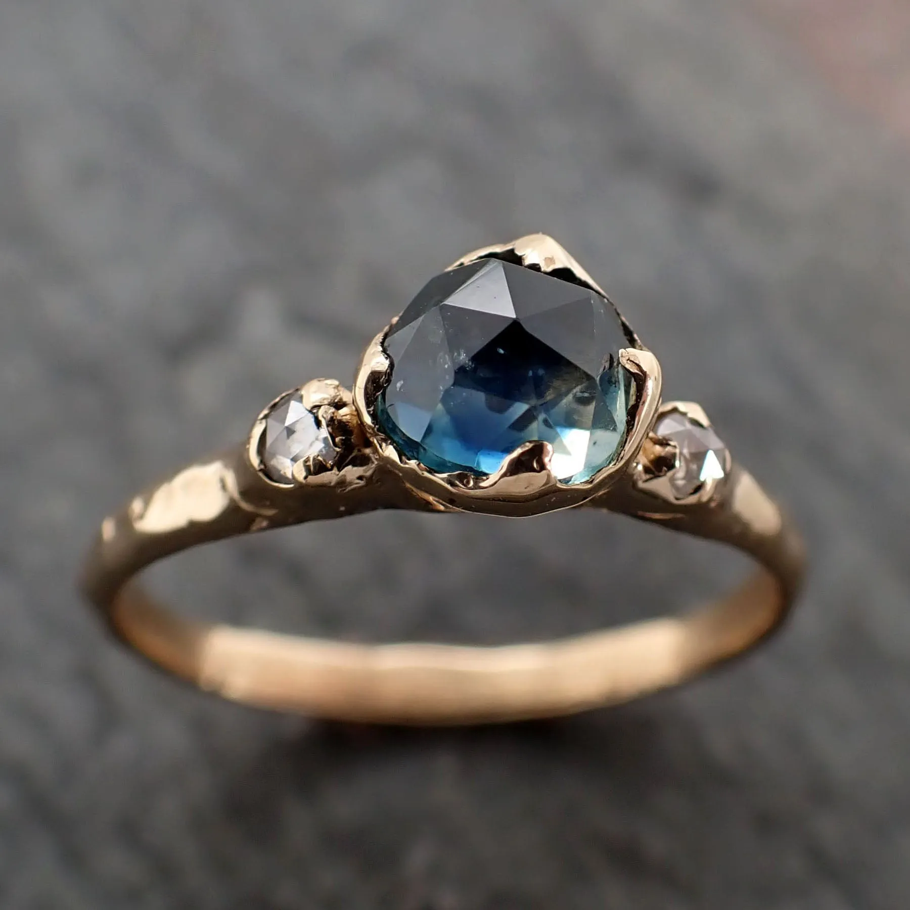 fancy cut blue montana sapphire and fancy cut diamonds 18k yellow gold engagement wedding ring gemstone ring multi stone ring 2823 Alternative Engagement