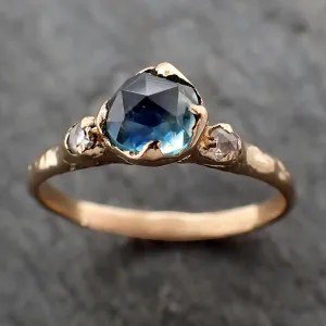 fancy cut blue montana sapphire and fancy cut diamonds 18k yellow gold engagement wedding ring gemstone ring multi stone ring 2823 Alternative Engagement