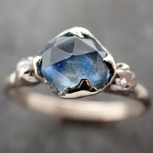 fancy cut blue montana sapphire and fancy diamonds 14k white gold engagement wedding ring gemstone ring multi stone ring 2997 Alternative Engagement