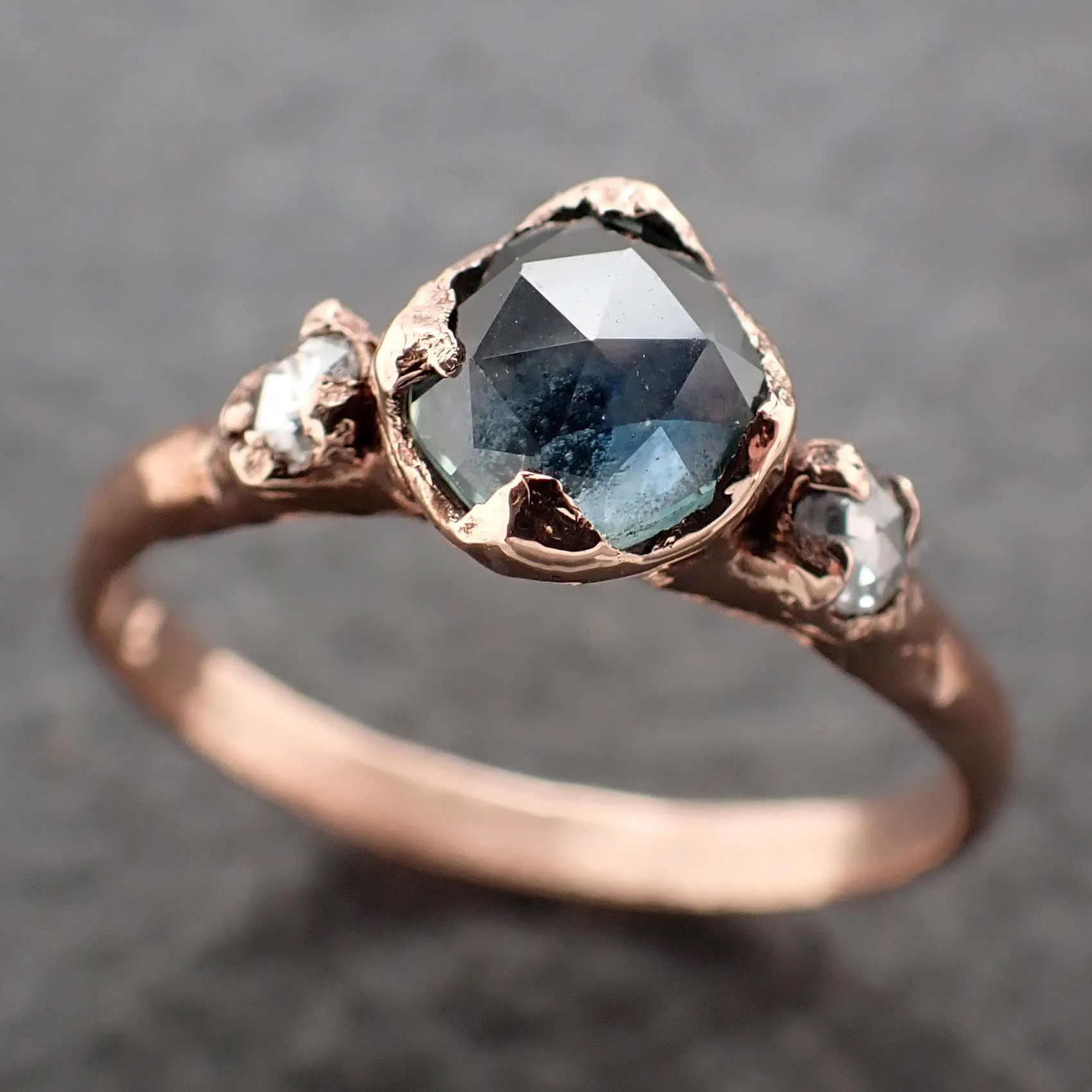 Fancy cut Montana blue Sapphire Rose gold Multi stone Ring Gold Gemstone Engagement Ring 3196