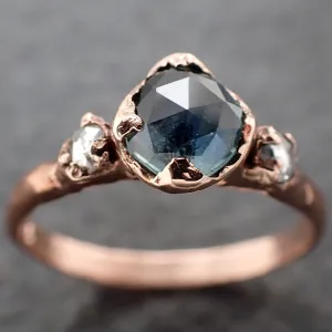 Fancy cut Montana blue Sapphire Rose gold Multi stone Ring Gold Gemstone Engagement Ring 3196