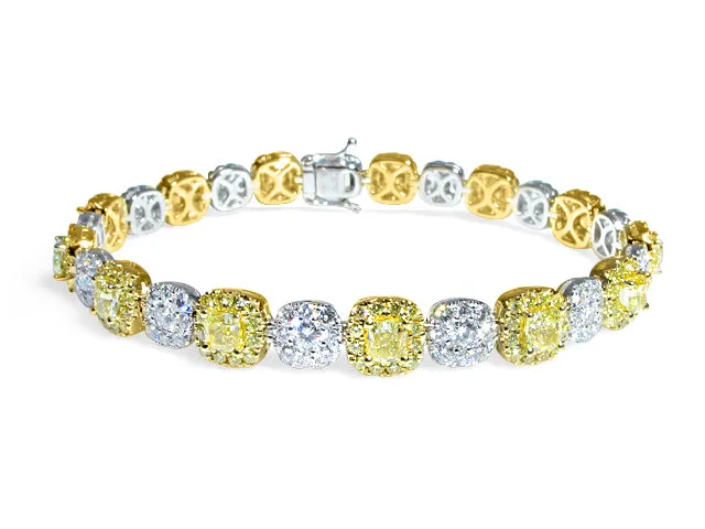 Fancy Yellow and White Diamond Statement Bracelet 9.59 ctw