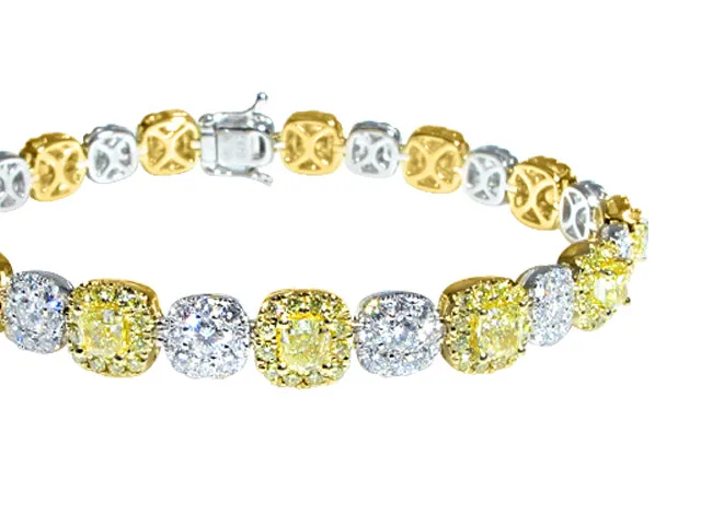 Fancy Yellow and White Diamond Statement Bracelet 9.59 ctw