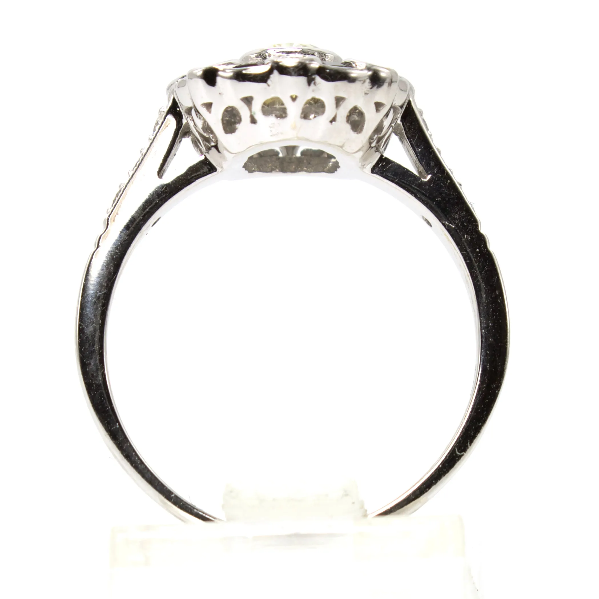 Fancy Yellow Cushion Cut Diamond with Diamond and Sapphire Halo