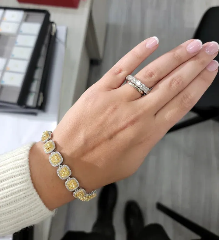 FANCY YELLOW CUSHION DOUBLE HALO BRACELET