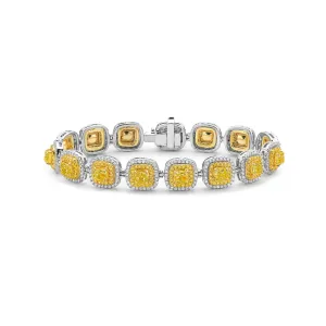 FANCY YELLOW CUSHION DOUBLE HALO BRACELET