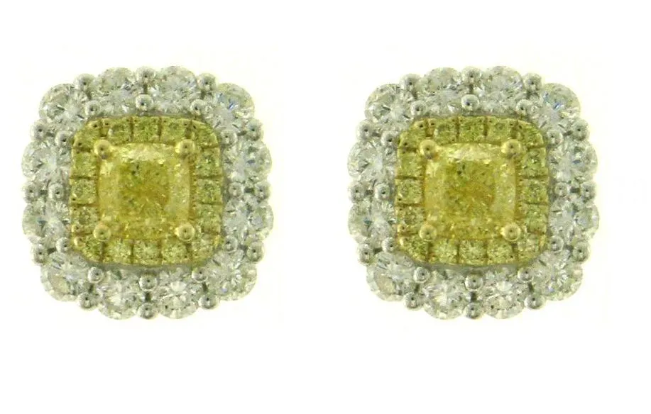 Fancy Yellow Diamond Stud Earrings