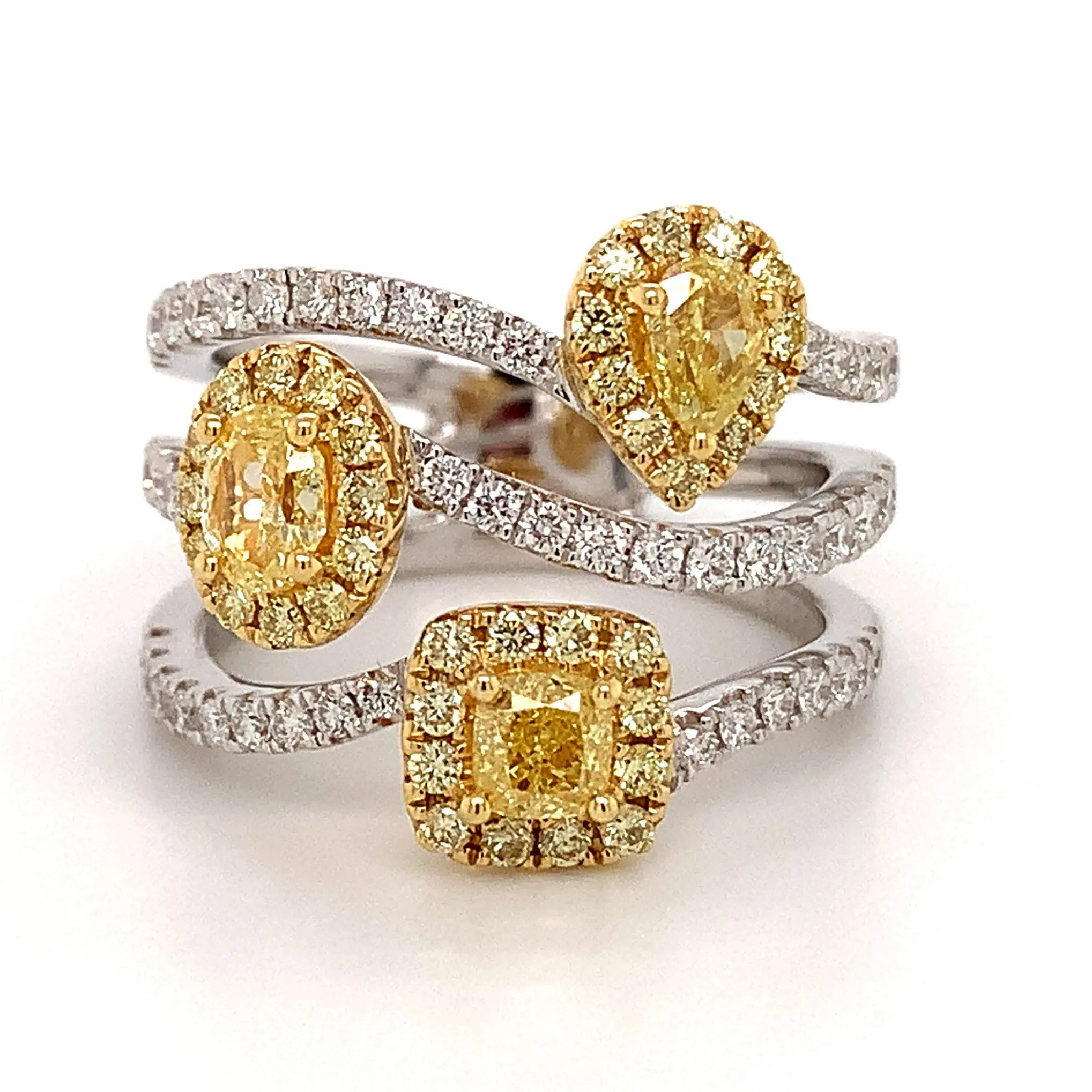 Fancy Yellow Three Shape 1.43ct t.w. Diamond Ring