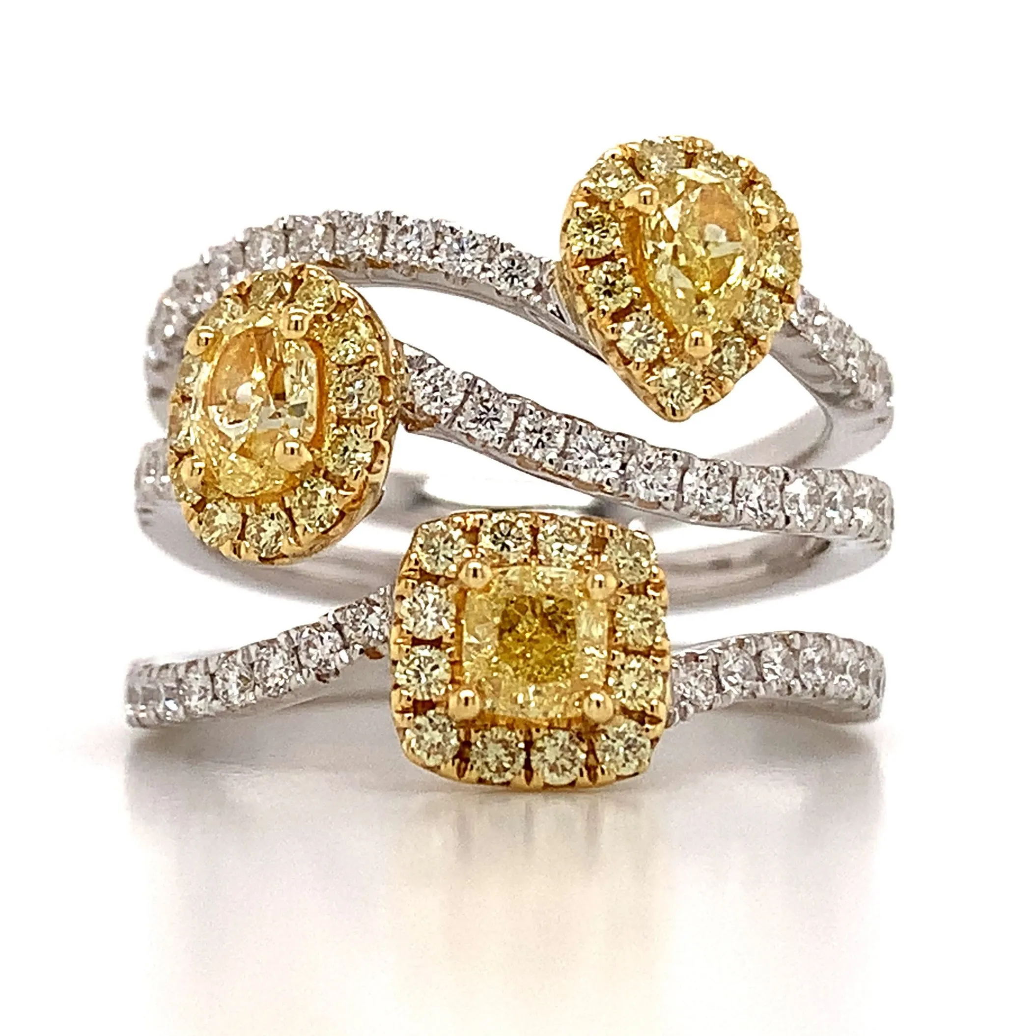 Fancy Yellow Three Shape 1.43ct t.w. Diamond Ring