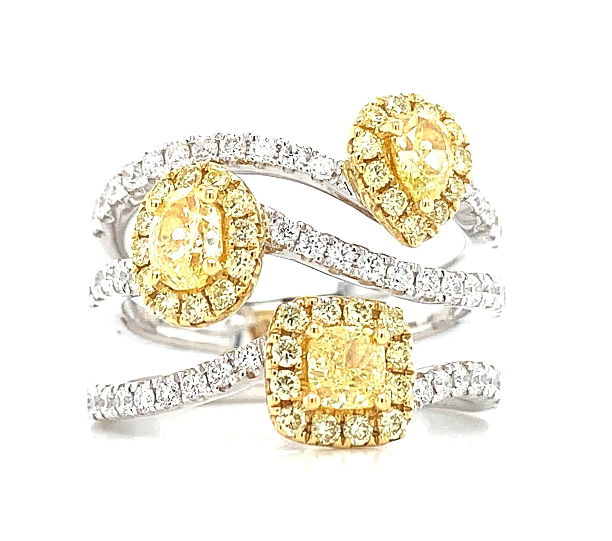 Fancy Yellow Three Shape 1.43ct t.w. Diamond Ring