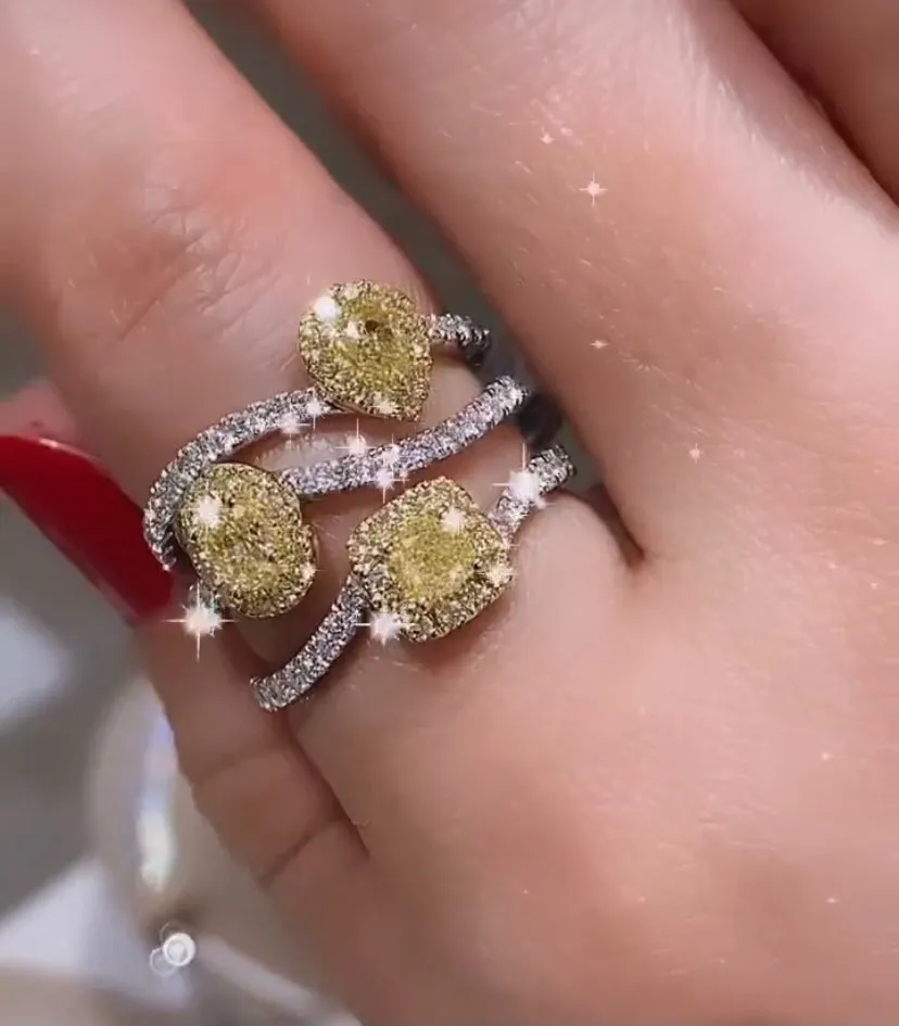 Fancy Yellow Three Shape 1.43ct t.w. Diamond Ring