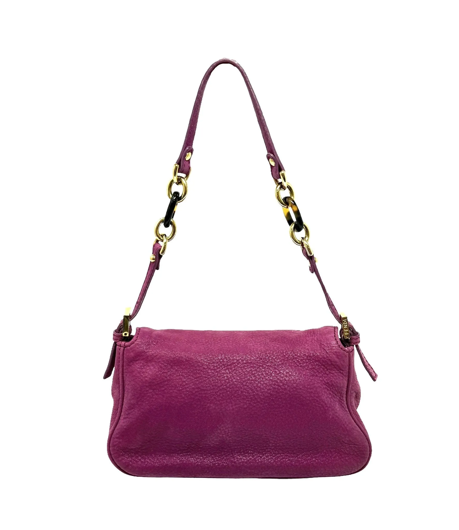 Fendi Fuschia   Tortoise Leather Baguette Bag