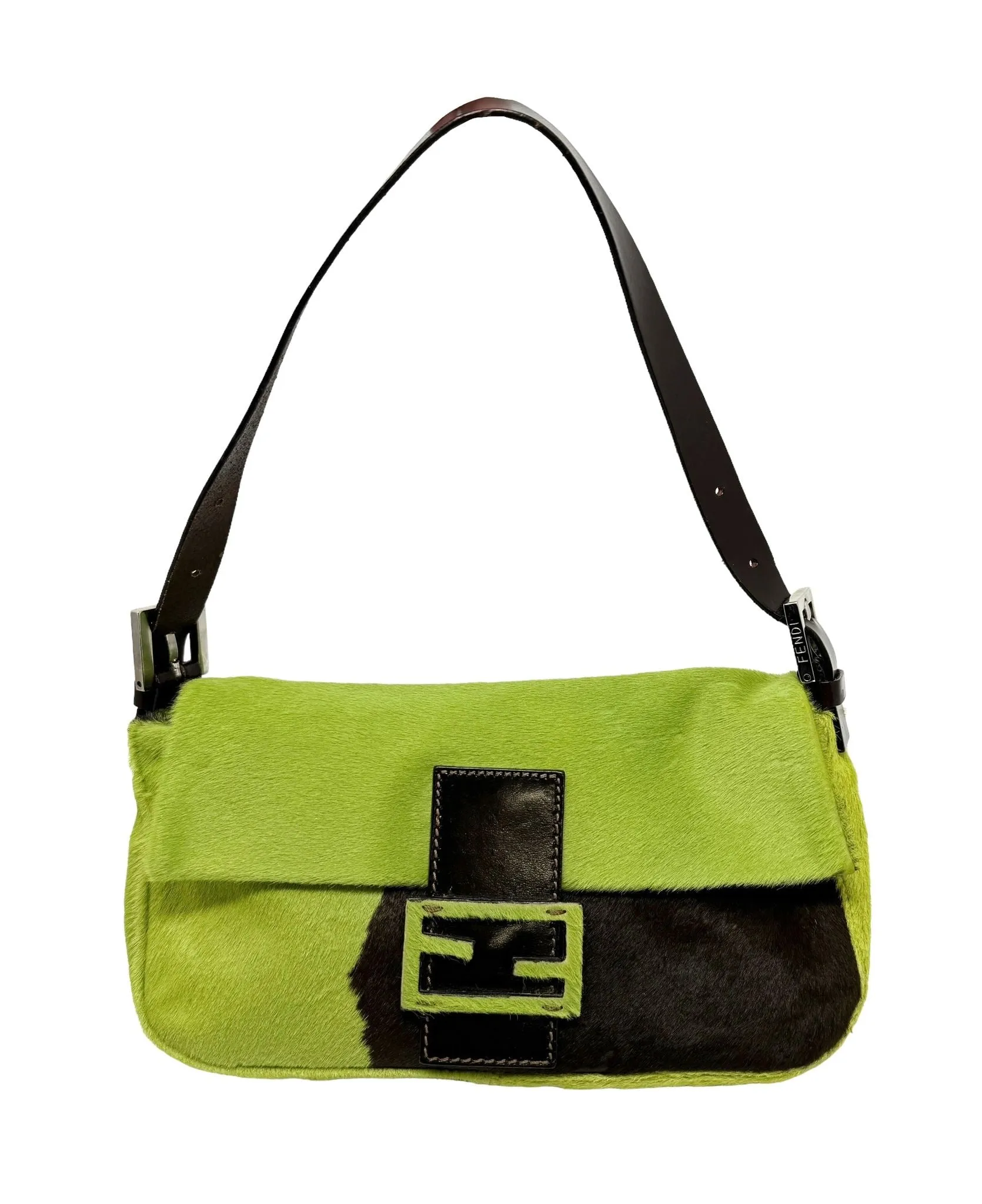 Fendi Green Cow Print Baguette