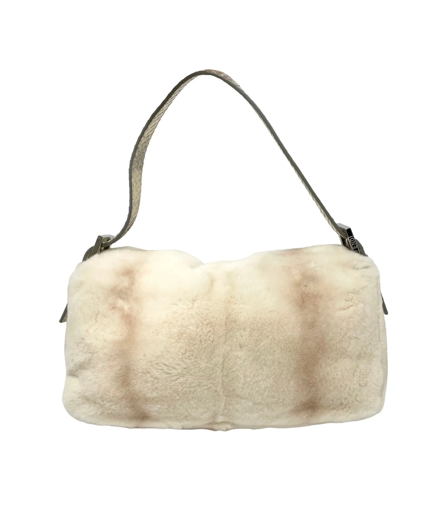 Fendi White Fur Baguette