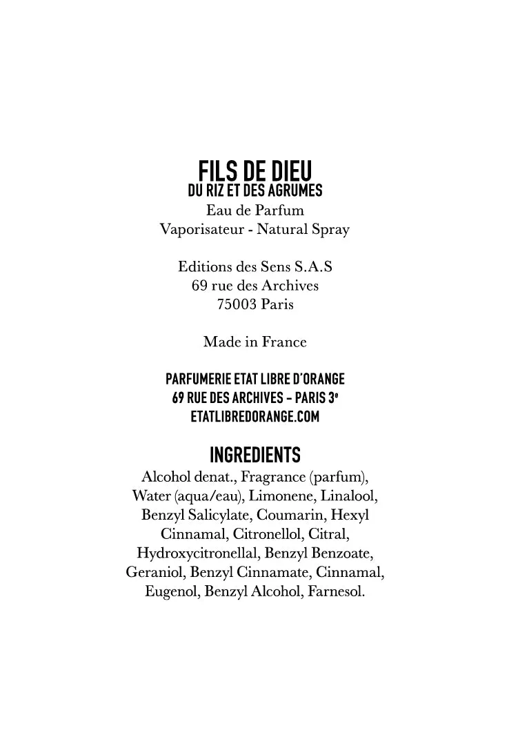 FILS DE DIEU DU RIZ ET DES AGRUMES
