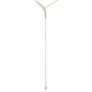 Floating Bezel Set Diamond Lariat Necklace