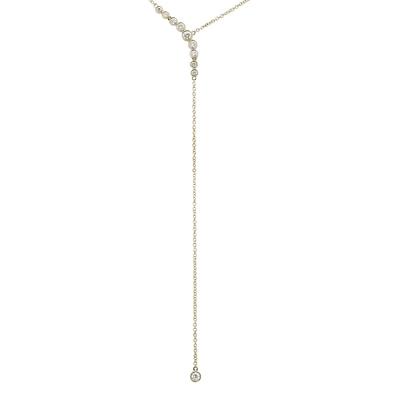 Floating Bezel Set Diamond Lariat Necklace